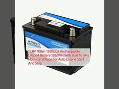12.8V 108ah 1360CCA Batterie rechargeable Lifepo4 1382WH avec tension nominale BMS intégrée pour le démarrage et l'arrêt du moteur automobile